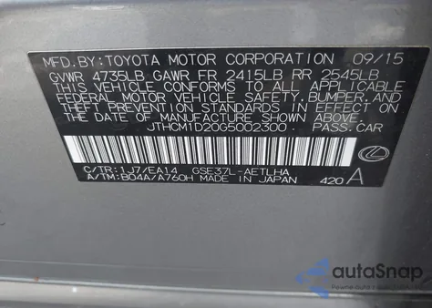 2016 Lexus Is 300 z USA, uszkodzony, nr VIN JTHCM1D20G5002300